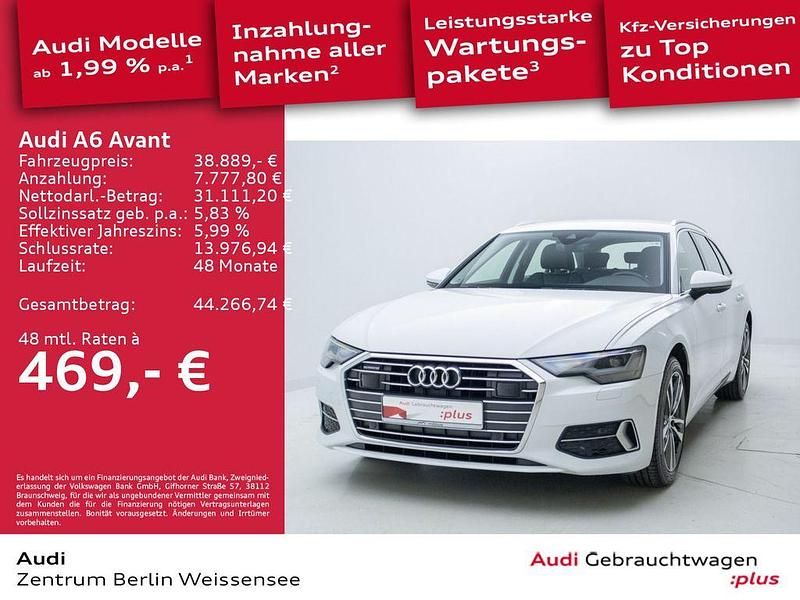 Gletscherweiß metallic Gebraucht 2022 Audi A6 Ambiente Kombi | 38.889 € (Guter Preis) - Bild 1/4