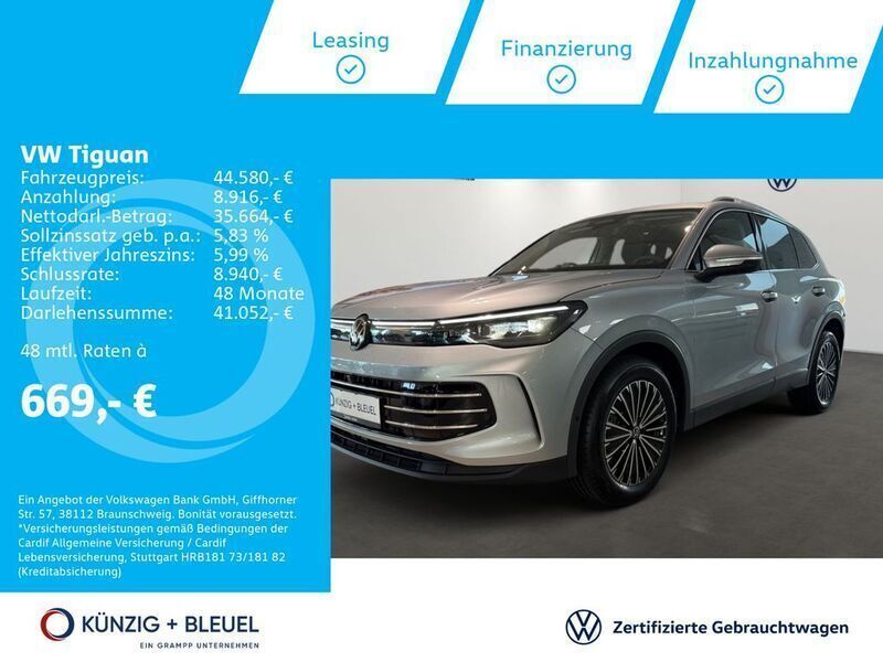 Oyster silver metallic Gebraucht 2025 VW Tiguan Elegance SUV | 44.980 € - Bild 1/4