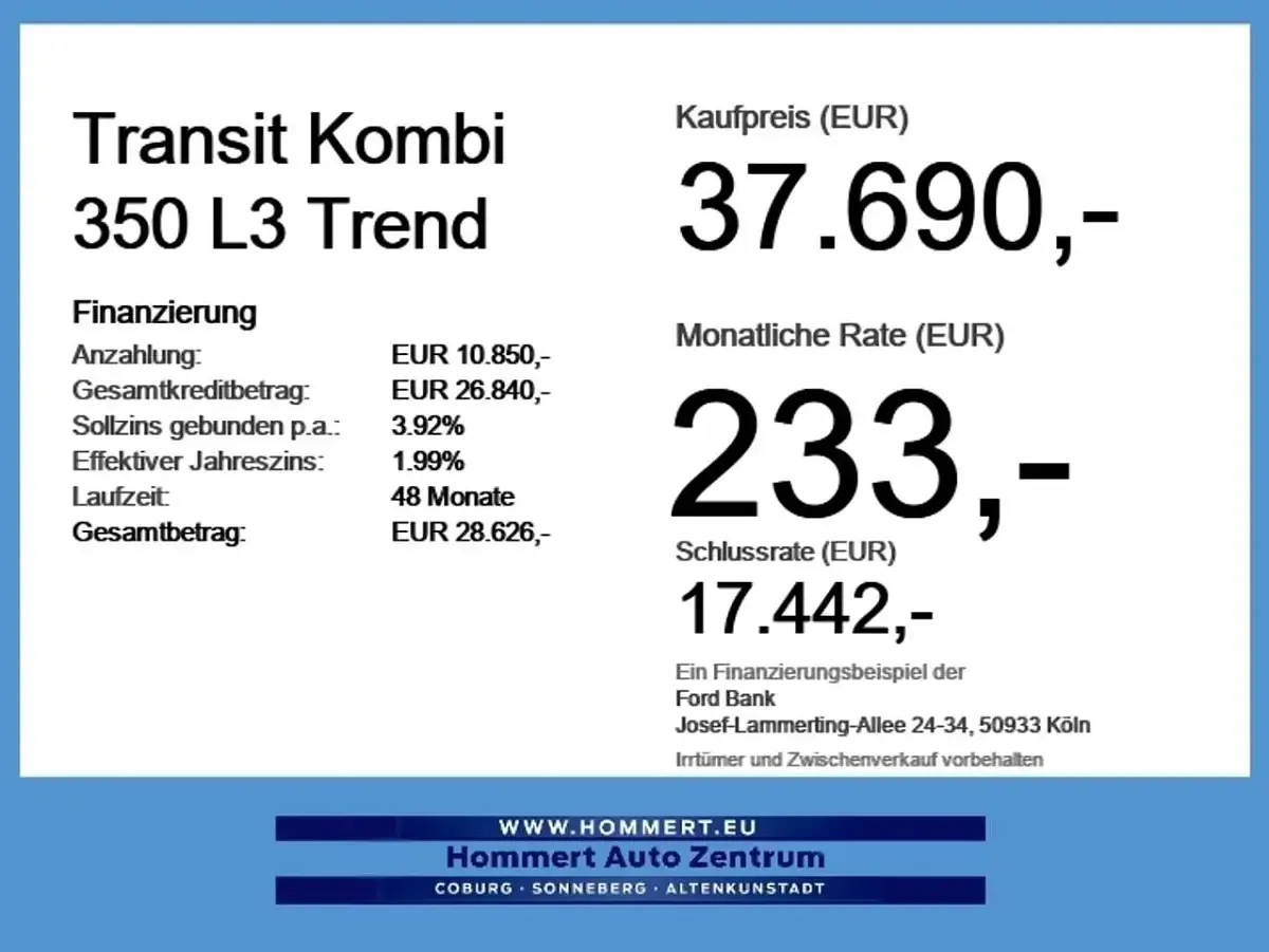 Neu Ford Transit Trend 131 PS (96 kW) 2026 Frost weiß Kombi