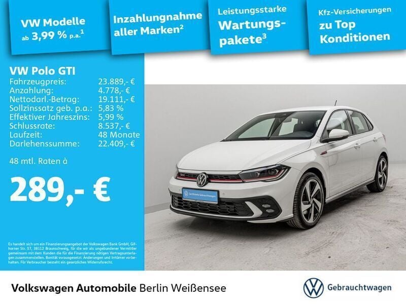 Pure white Gebraucht 2023 VW Polo GTI Limousine | 24.889 € (Fairer Preis) - Bild 1/4