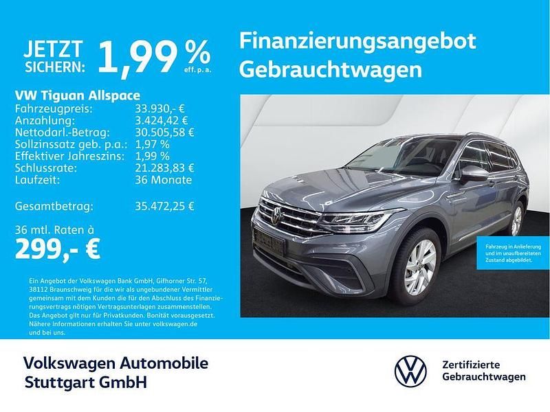 Platinum grey metallic Gebraucht 2024 VW Tiguan Allspace Life SUV | 33.930 € (Fairer Preis) - Bild 1/4