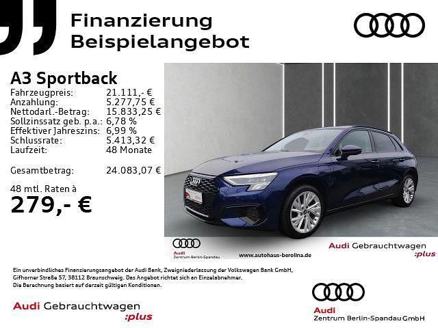 Navarrablau metallic Gebraucht 2021 Audi A3 Sportback e-tron Ambiente Limousine | 21.111 € (Guter Preis) - Bild 1/4