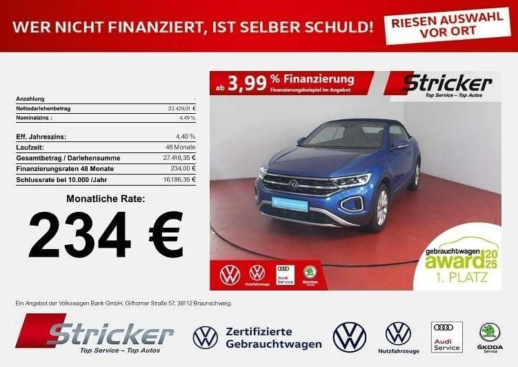 Gebraucht VW T-Roc Cabriolet Style 116 PS (85 kW) 2024 Ravennablau metallic (metallic) Cabrio