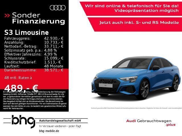 Blau Gebraucht 2023 Audi S3 Ambiente Limousine | 42.930 € (Fairer Preis) - Bild 1/4