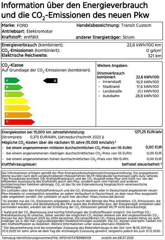 Neu Ford E-Transit Trend 100 kW (136 PS) 2025 Frozen white Van
