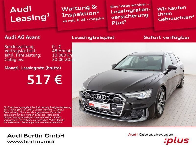 Mythosschwarz metallic Gebraucht 2024 Audi A6 S-Line Kombi | 54.900 € - Bild 1/3