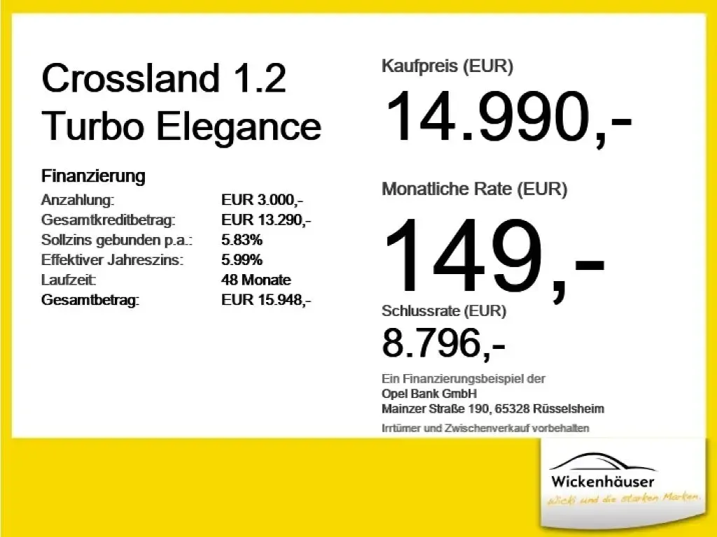Gebraucht Opel Crossland Elegance 110 PS (80 kW) 2023 Schwarz perla nera (metallic) SUV