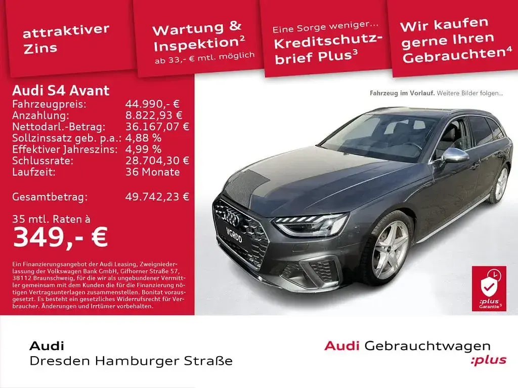 Używany Audi S4 Ambiente 341 KM (250 kW) 2022 Szary Kombi