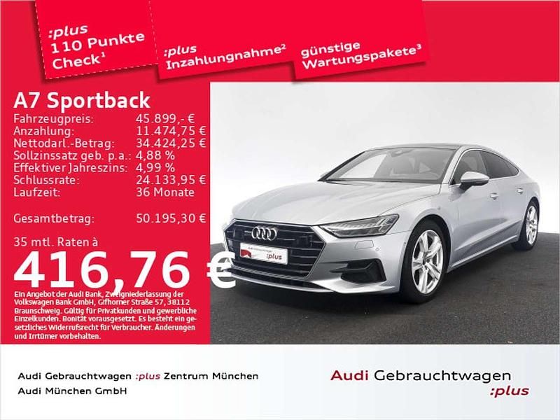 Florettsilber metallic Gebraucht 2021 Audi A7 S-Line Limousine | 45.899 € (Fairer Preis) - Bild 1/2