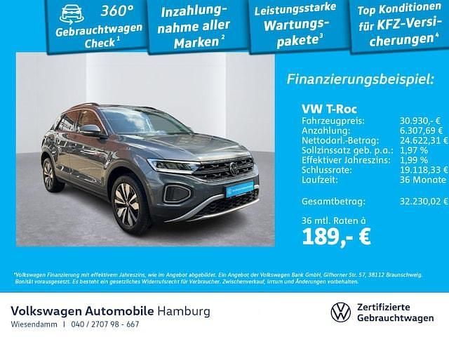 Indiumgrau metallic (metallic) Gebraucht 2024 VW T-Roc Move SUV | 30.930 € (Fairer Preis) - Bild 1/3