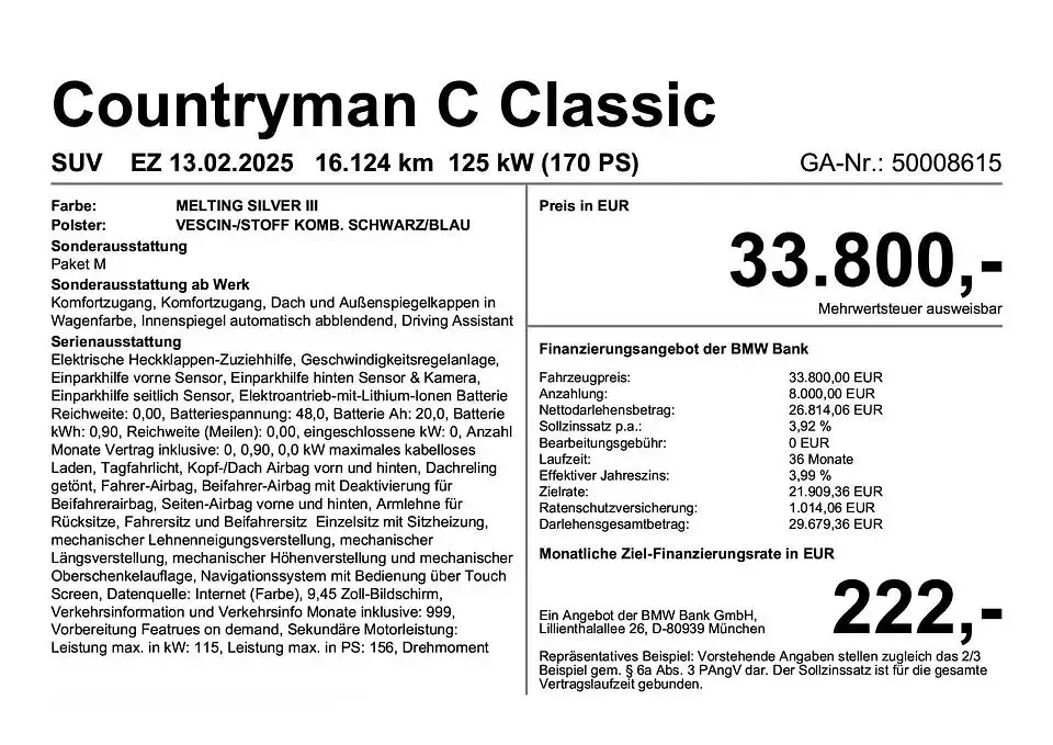 Gebraucht Mini Countryman Classic 170 PS (125 kW) 2025 Silber SUV