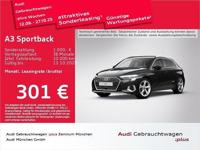 Mythosschwarz metallic Gebraucht 2024 Audi A3 Advanced Limousine | 37.481 € (Teuer) - Bild 1/2