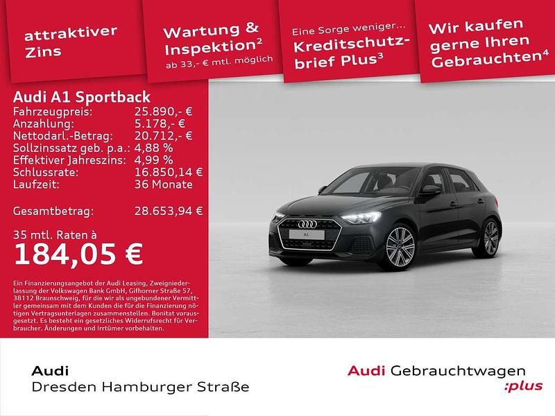 Mythosschwarz metallic Gebraucht 2025 Audi A1 Advanced Plus Kleinwagen | 25.890 € (Fairer Preis) - Bild 1/3