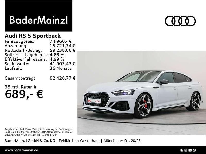 Gletscherweiß metallic Gebraucht 2024 Audi RS5 Competition Limousine | 74.690 € (Fairer Preis) - Bild 1/3