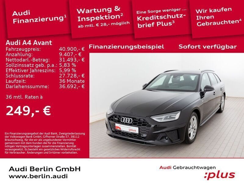 Mythosschwarz metallic Gebraucht 2024 Audi A4 S-Line Kombi | 44.900 € - Bild 1/3