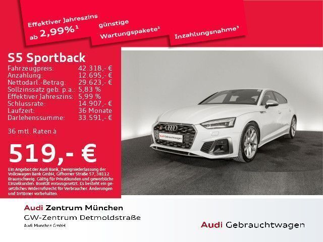Ibisweiß Gebraucht 2022 Audi S5 Sportback Ambiente Kleinwagen | 44.285 € (Superpreis) - Bild 1/2