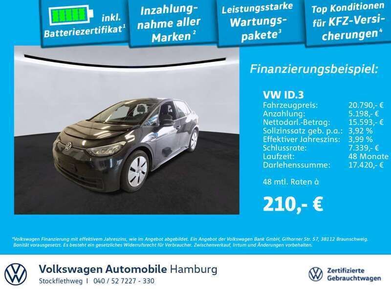Gebraucht VW ID.3 Pro Performance 150 kW (204 PS) 2021 Grau Kleinwagen