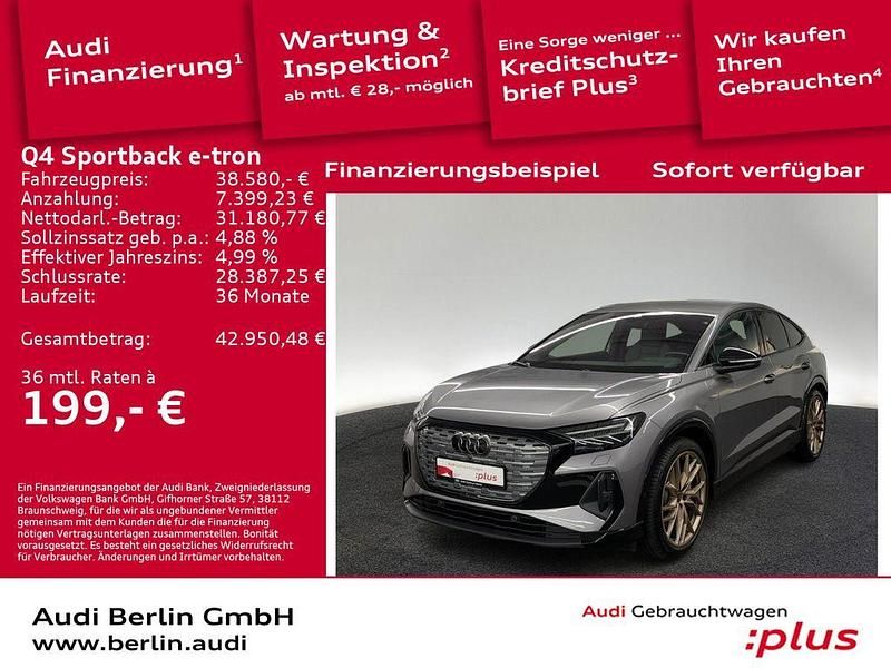 Taifungrau metallic Gebraucht 2023 Audi Q4 Sportback e-tron Ambiente SUV | 38.580 € (Etwas zu teuer) - Bild 1/3