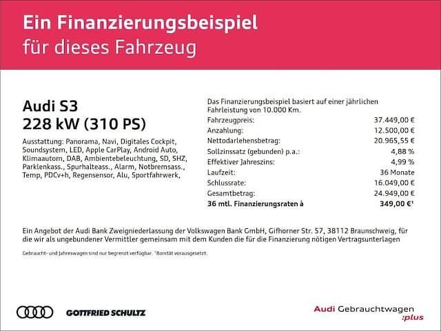 Weiß Gebraucht 2022 Audi S3 Business Limousine | 37.449 € (Fairer Preis) - Bild 1/2