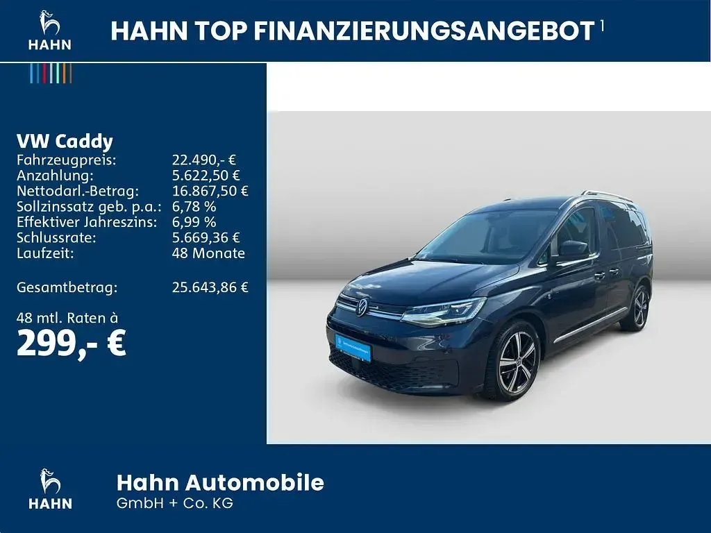 Gebraucht VW Caddy Style 122 PS (89 kW) 2021 Starlight blue metallic Van / Kleinbus