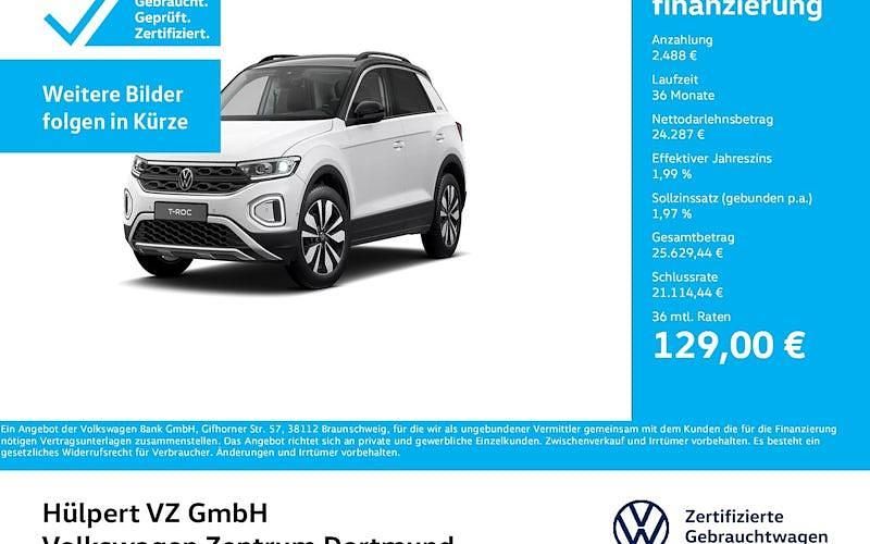 Pure white/schwarz Gebraucht 2024 VW T-Roc Goal SUV | 26.775 € (Superpreis) - Bild 1/4