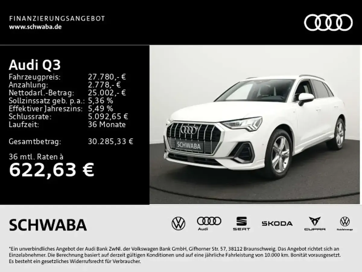Gebraucht Audi Q3 S-Line 150 PS (110 kW) 2020 Ibisweiß SUV