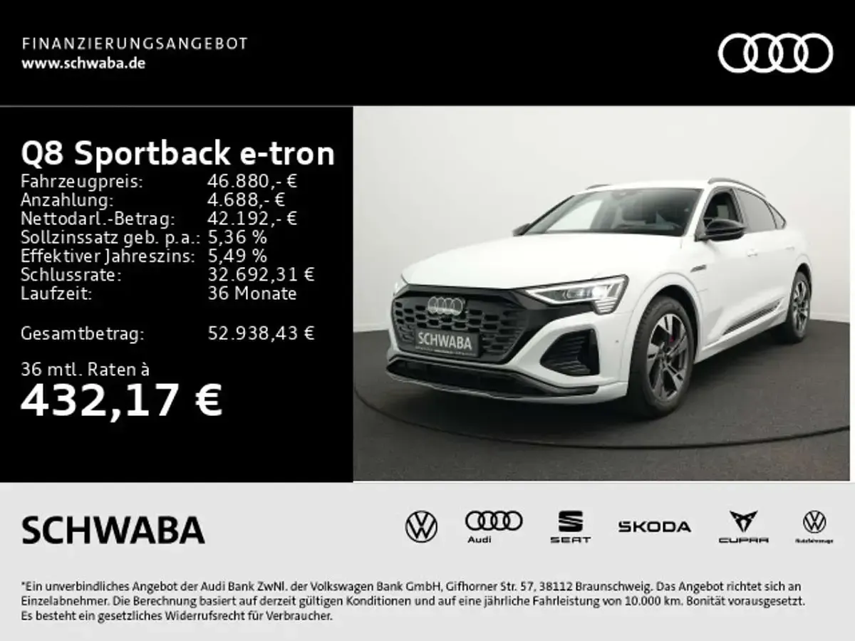 Gebraucht Audi Q8 e-tron S-Line 250 kW (340 PS) 2023 Gletscherweiß metallic SUV