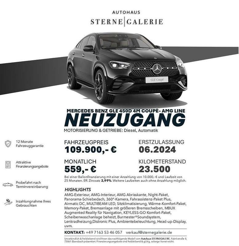 Obsidianschwarz Gebraucht 2024 Mercedes GLE450 AMG AMG line Coupé | 109.900 € - Bild 1/1