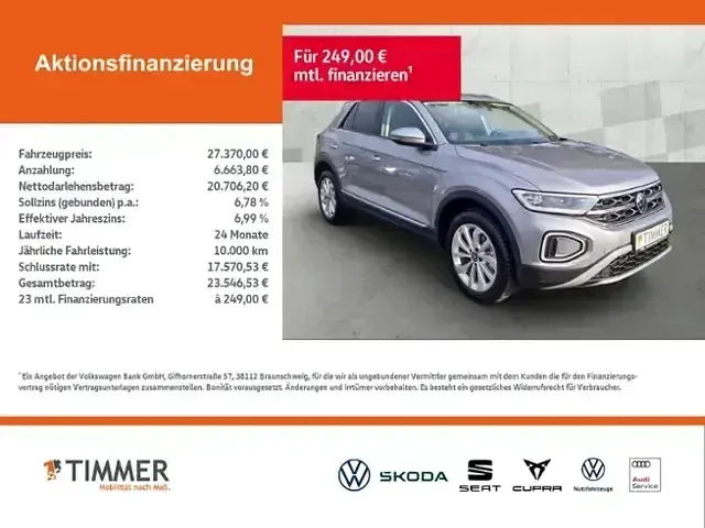 Second-hand VW T-Roc Style 150 CP (110 kW) 2023 Argintiu SUV