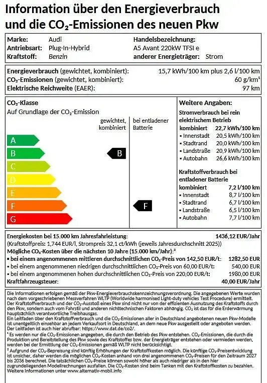 Neu Audi A5 Sport 299 PS (219 kW) 2026 Schwarz Kombi