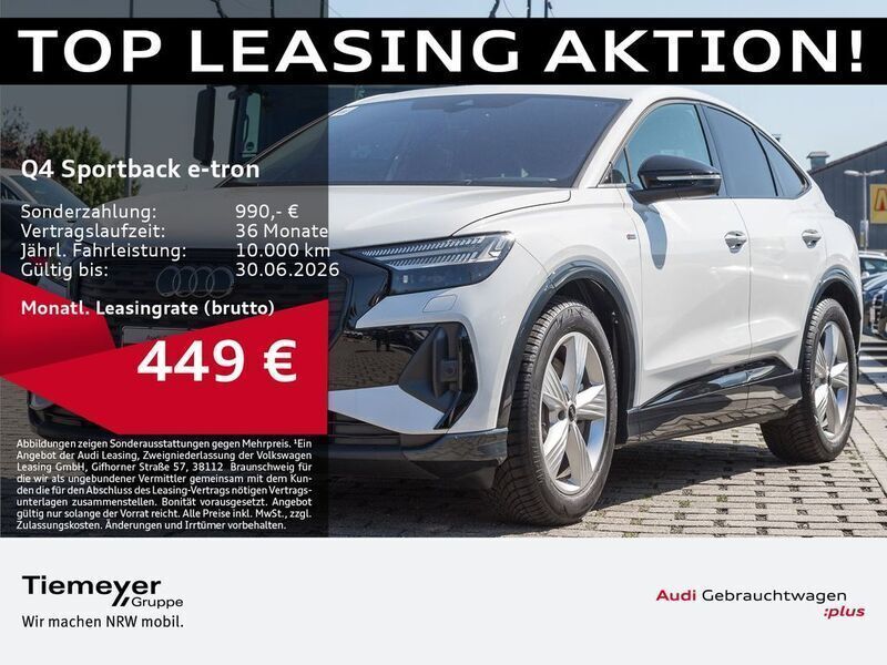 Weiß Gebraucht 2024 Audi Q4 Sportback e-tron S-Line SUV | 50.330 € (Teuer) - Bild 1/4