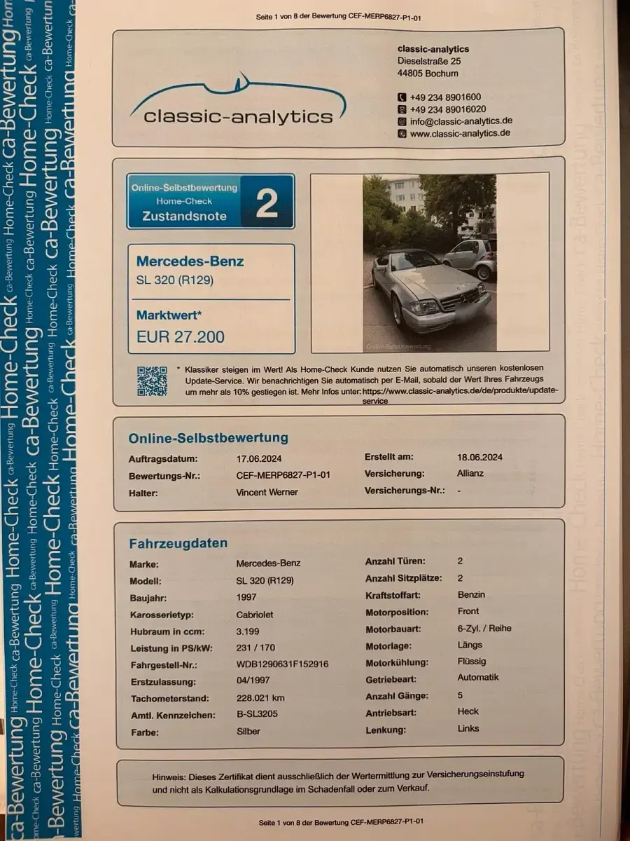 Gebraucht Mercedes SL320 231 PS (169 kW) 1997 Silber Cabrio