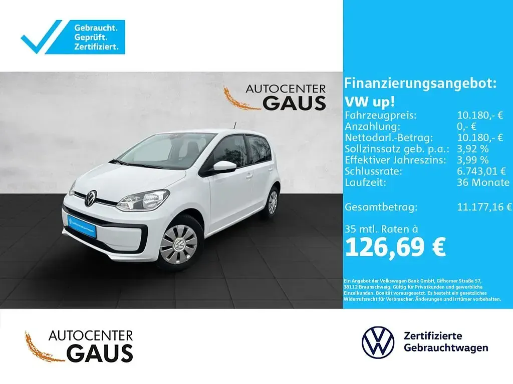 Gebraucht VW up! move up! 65 PS (47 kW) 2021 Weiß Kleinwagen