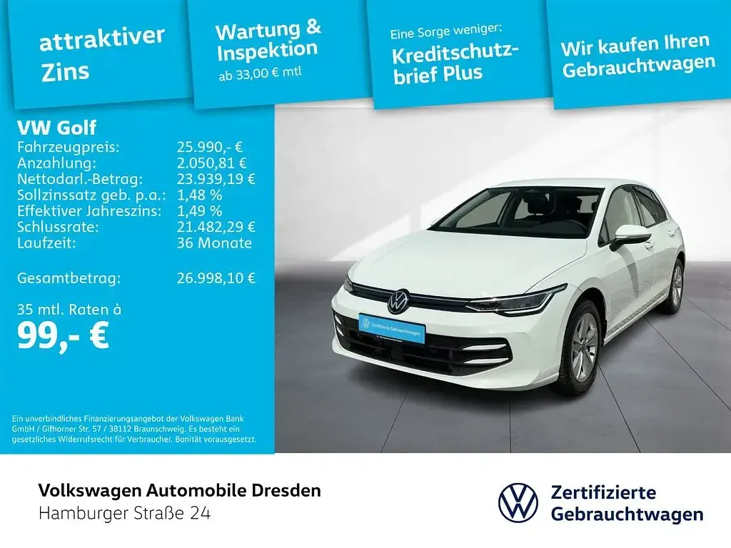 Gebraucht VW Golf VIII Life 116 PS (85 kW) 2025 Pure white Limousine