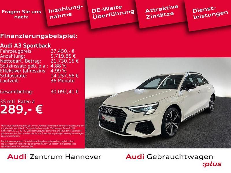 Ibisweiß Gebraucht 2021 Audi A3 Sportback e-tron S-Line Limousine | 27.450 € (Fairer Preis) - Bild 1/4
