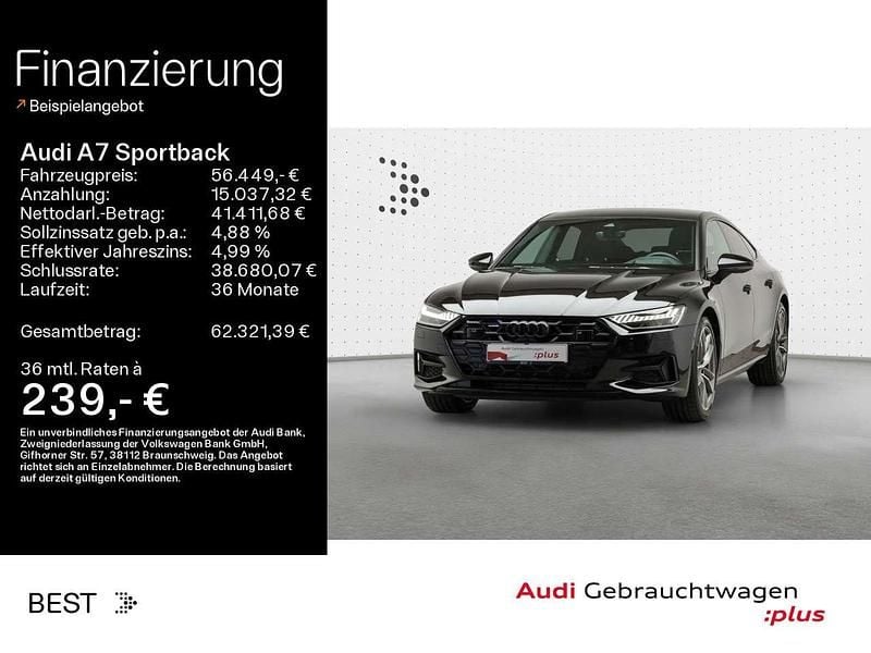 Mythosschwarz metallic Gebraucht 2024 Audi A7 Kleinwagen | 56.449 € (Superpreis) - Bild 1/4