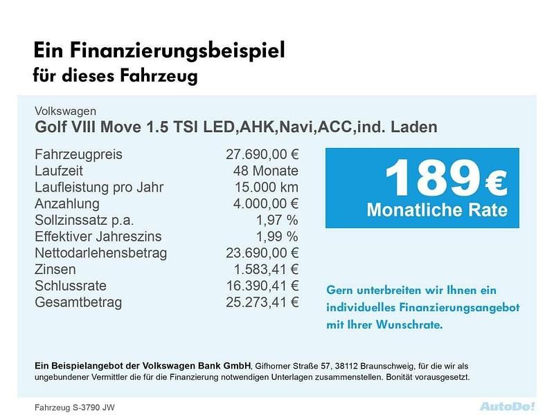 Gebraucht VW Golf VIII Move 150 PS (110 kW) 2024 Grenadillschwarz Limousine