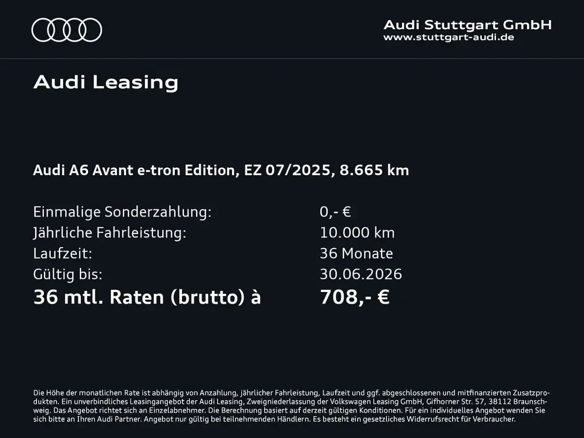 Second-hand Audi A6 e-tron Edition .1 269 kW (367 CP) 2025 Gri Break