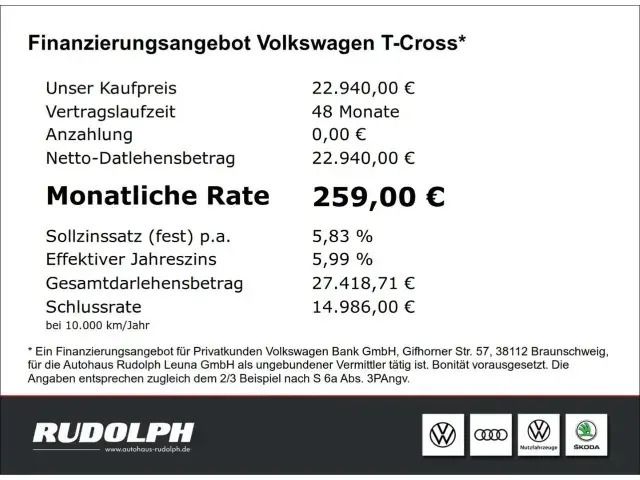 Gebraucht VW T-Cross Life 116 PS (85 kW) 2024 Blau SUV