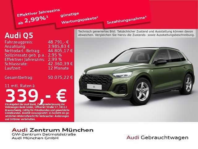 Distriktgrün metallic Gebraucht 2023 Audi Q5 S-Line SUV | 48.791 € (Teuer) - Bild 1/2