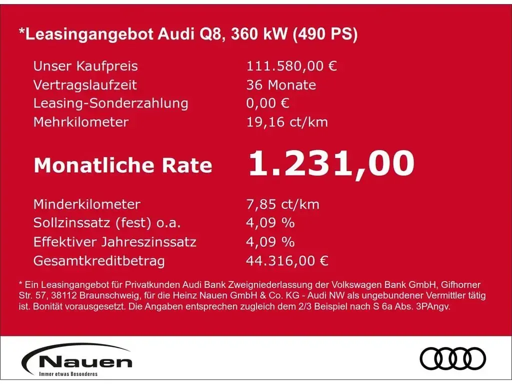 Neu Audi Q8 S-Line 489 PS (359 kW) 2026 Schwarz SUV