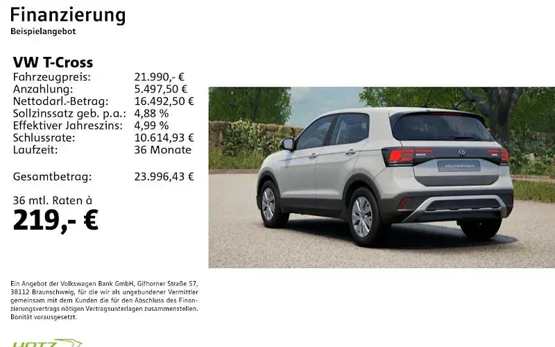 Nowe VW T-Cross 95 KM (69 kW) 2026 Szary SUV