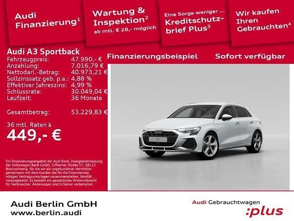 Weiß (gletscherweiß metallic) Gebraucht 2025 Audi A3 Sportback e-tron S-Line Kleinwagen | 47.991 € - Bild 1/3