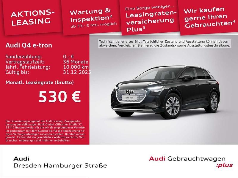 Mythosschwarz metallic Gebraucht 2025 Audi Q4 e-tron Performance SUV | 49.890 € (Guter Preis) - Bild 1/3