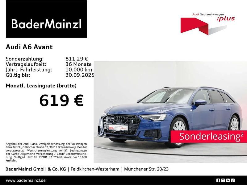 Ascariblau metallic Gebraucht 2024 Audi A6 S-Line Kombi | 57.660 € - Bild 1/4