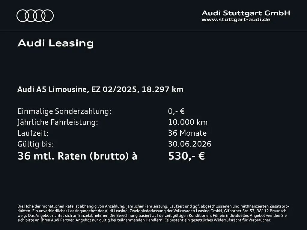 Gebraucht Audi A5 Comfort 204 PS (150 kW) 2025 Chronosgrau metallic Limousine