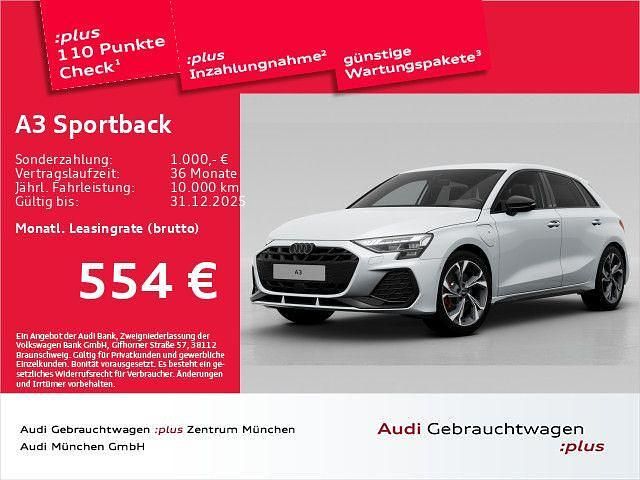 Gletscherweiß metallic Gebraucht 2025 Audi A3 Sportback e-tron S-Line Kleinwagen | 46.562 € - Bild 1/2