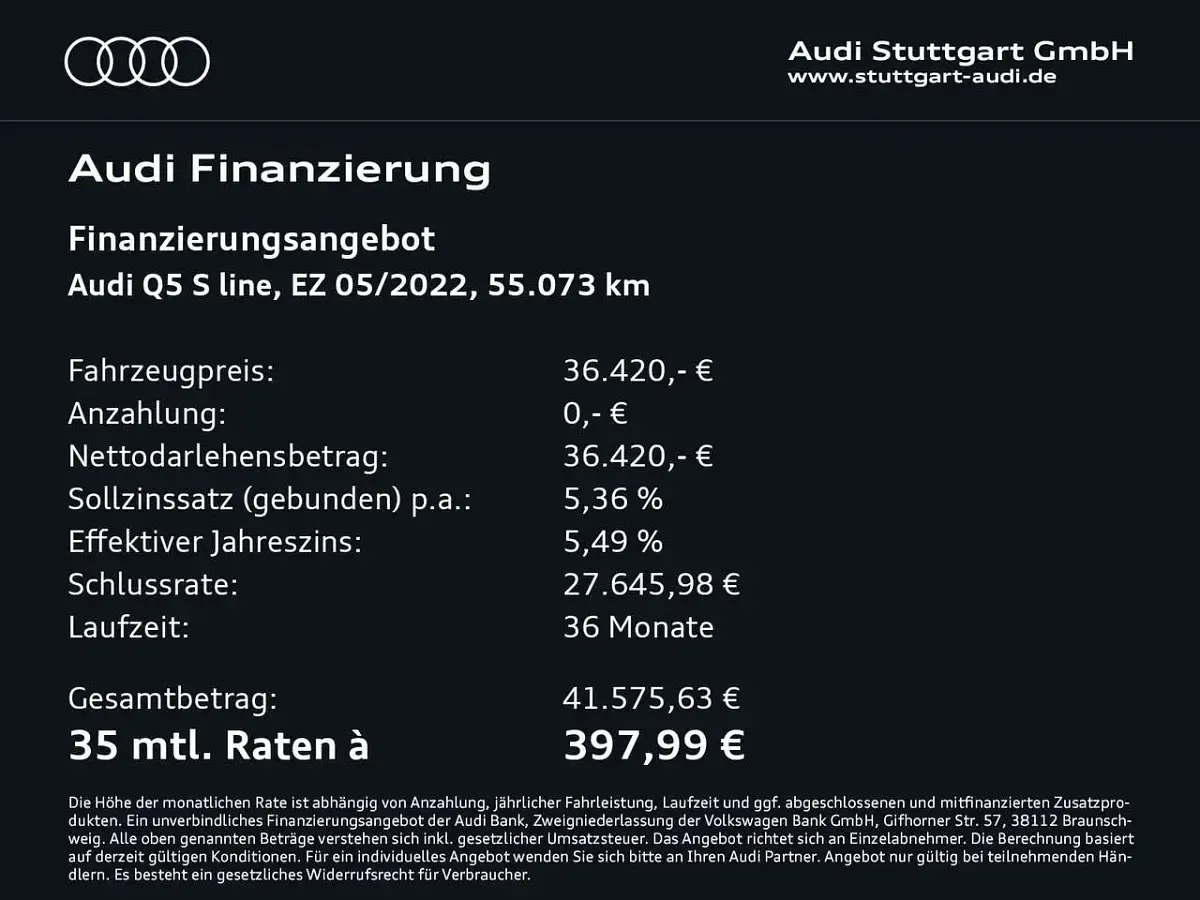 Gebraucht Audi Q5 S-Line 204 PS (150 kW) 2022 Navarrablau metallic SUV