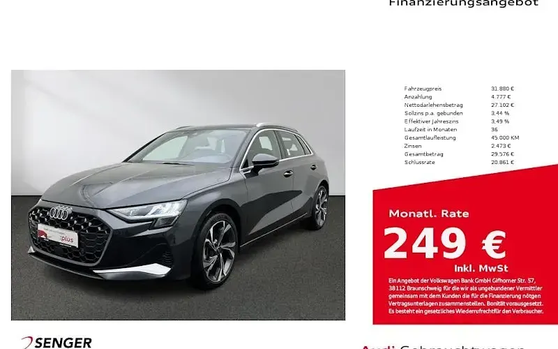 Second-hand Audi A3 Advanced Plus 116 CP (85 kW) 2025 Gri Berlinǎ