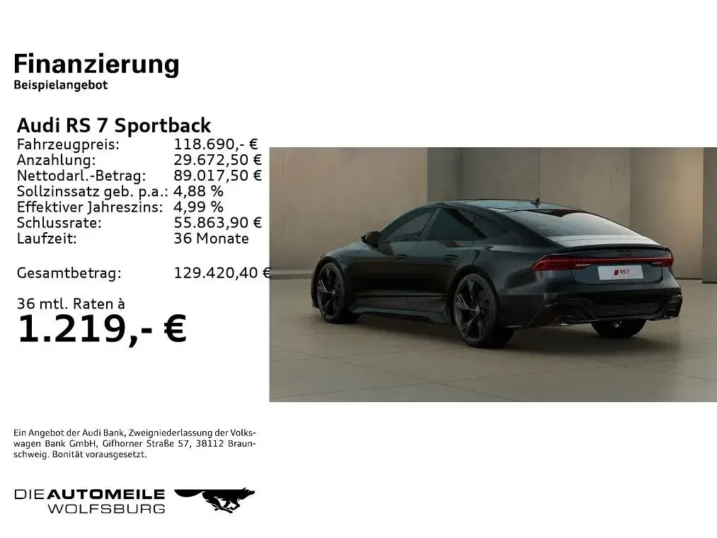 Gebraucht Audi RS7 Sportback Ambiente 600 PS (441 kW) 2025 Mythosschwarz metallic Kleinwagen